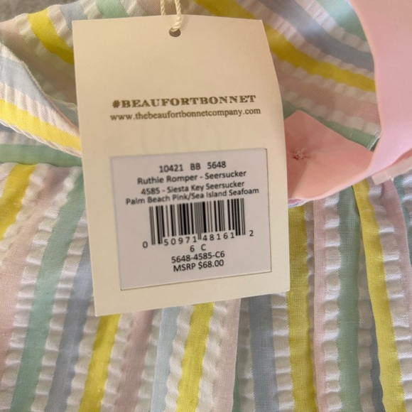 The Beaufort Bonnet Company Pastel Striped Romper Size 6 - Picture 4 of 6